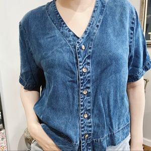 Nordstrom Vintage Denim Blue Cropped Blouse